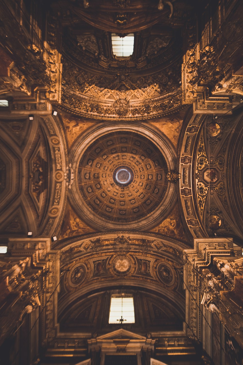 brown and black floral ceiling