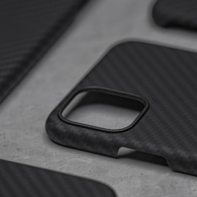 Minimalist black phone case with pixel pattern lighting