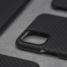A minimalist, professional-looking phone case in dark matte finish.