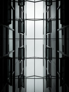 black metal framed glass window