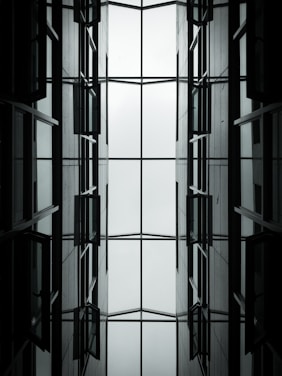 black metal framed glass window