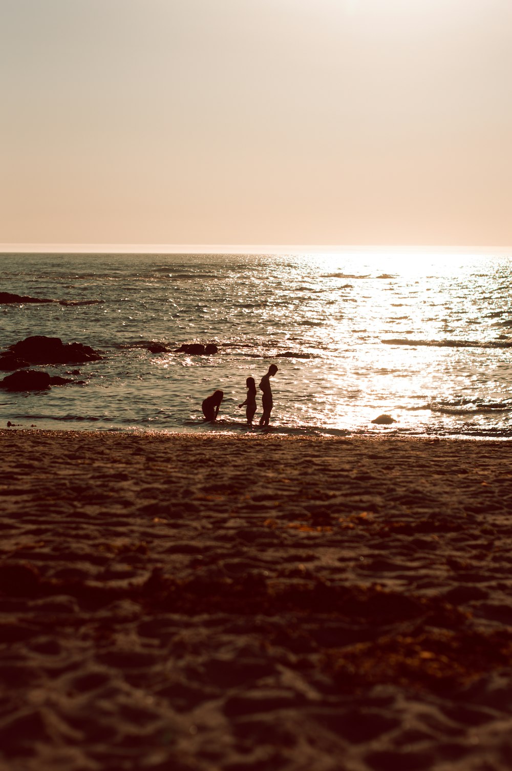 silhouette de personnes sur la plage pendant la journée