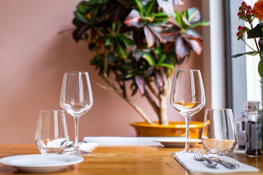 clear wine glass on table