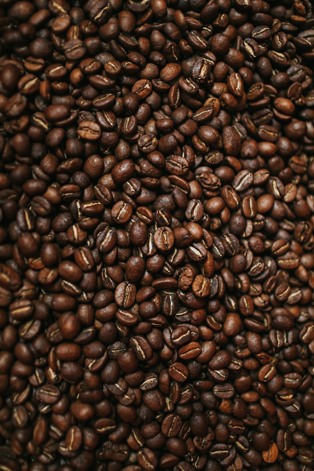 갈색 나무 표면에 커피 콩