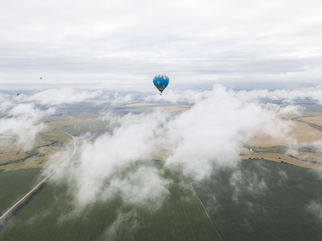 blue hot air balloon on sky