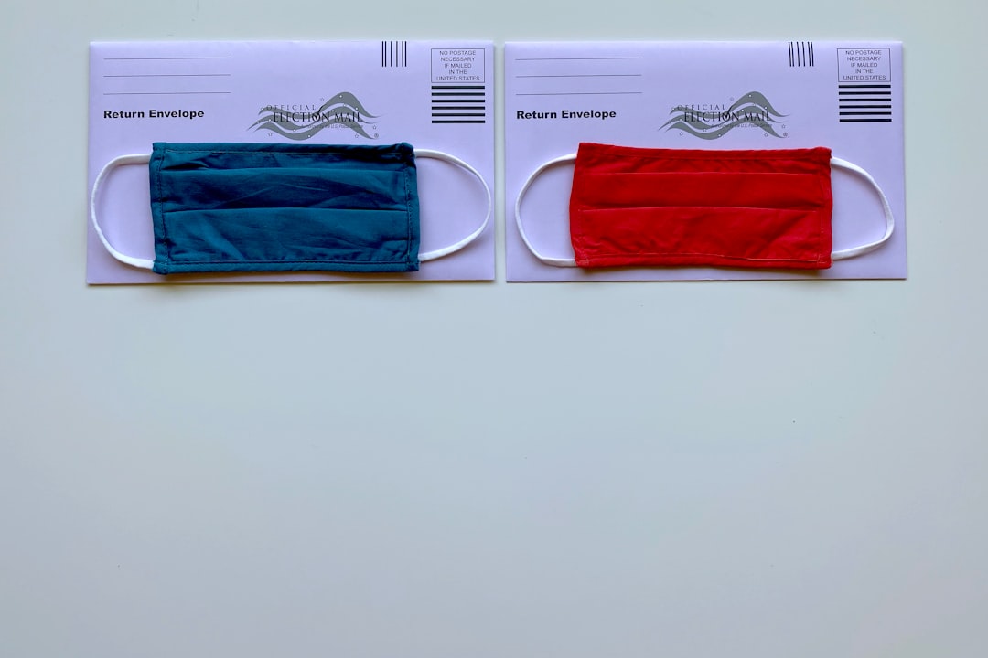 Election mail envelopes with face masks