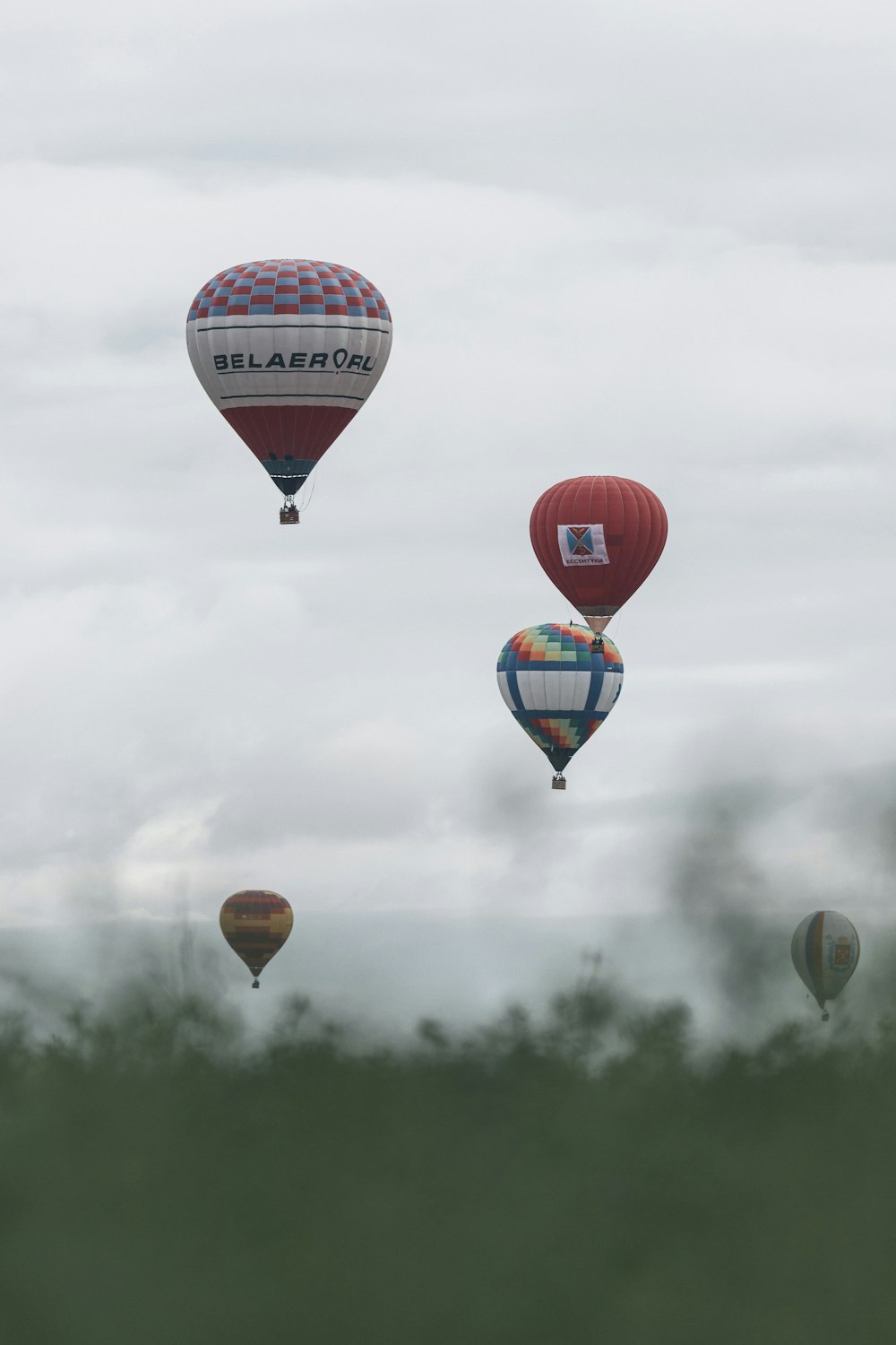 red and yellow hot air balloons in the sky