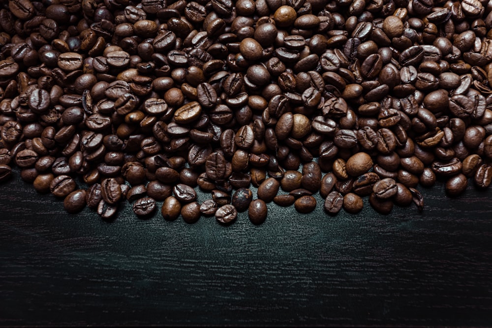 coffee beans on blue textile