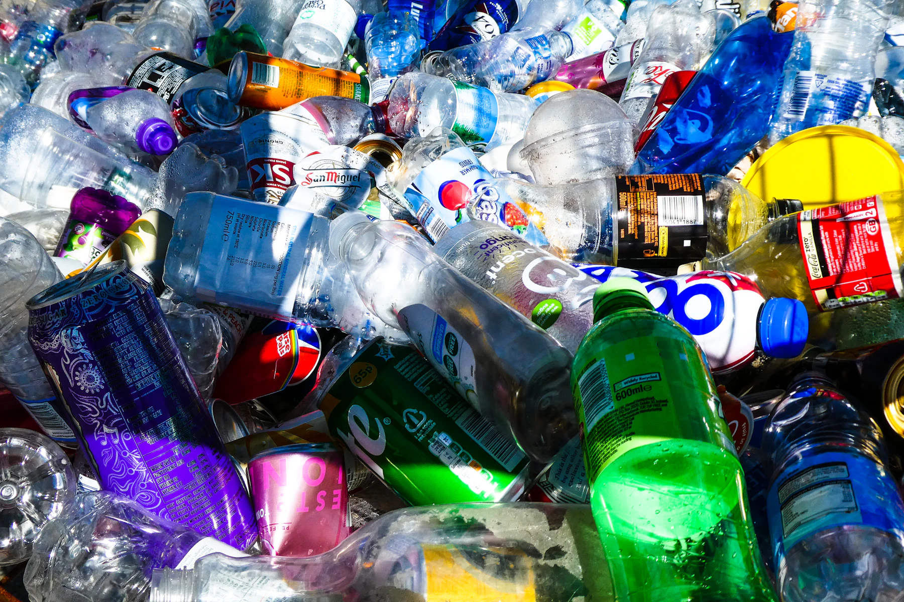 Recycling bins at a waste facility