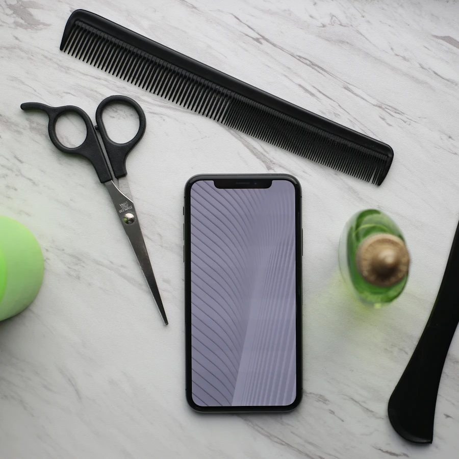 Nail and beauty tools arranged on a work surface