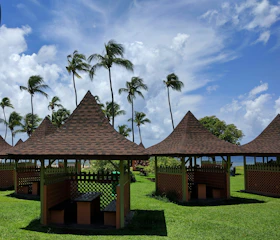Finished gazebos lined up ready for shipment at the Vietnam factory.