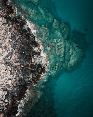 A stunning coastal view highlighting the interaction between sea and shore.