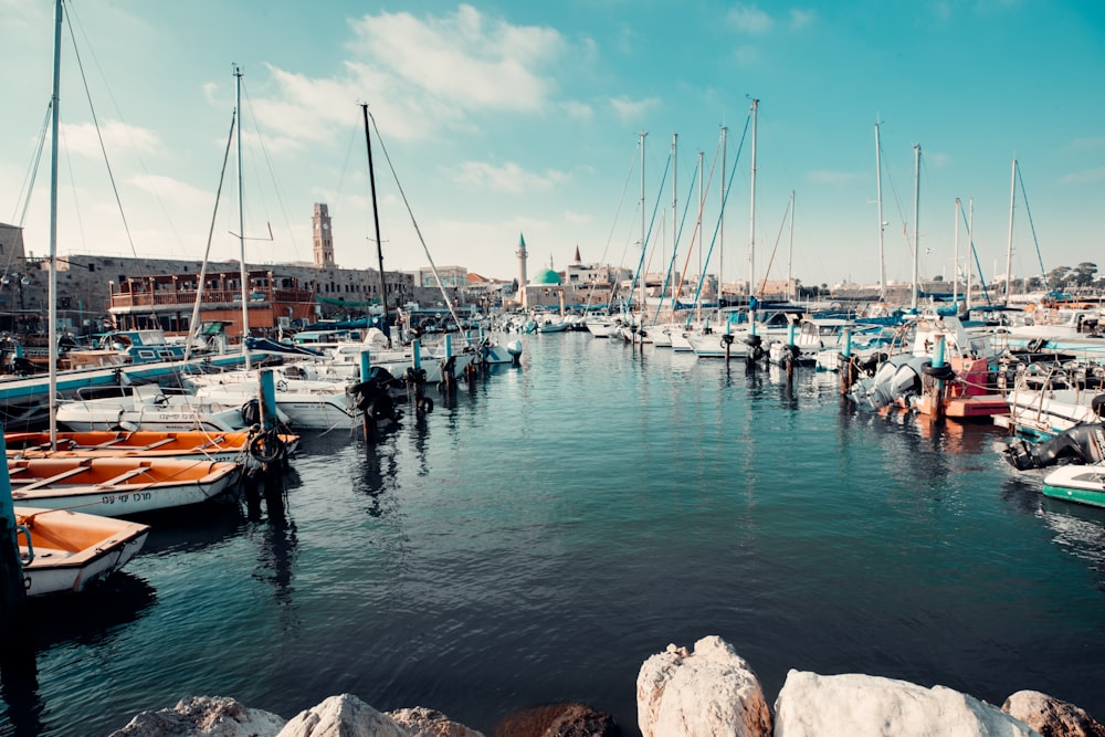 white and blue boats on sea during daytime