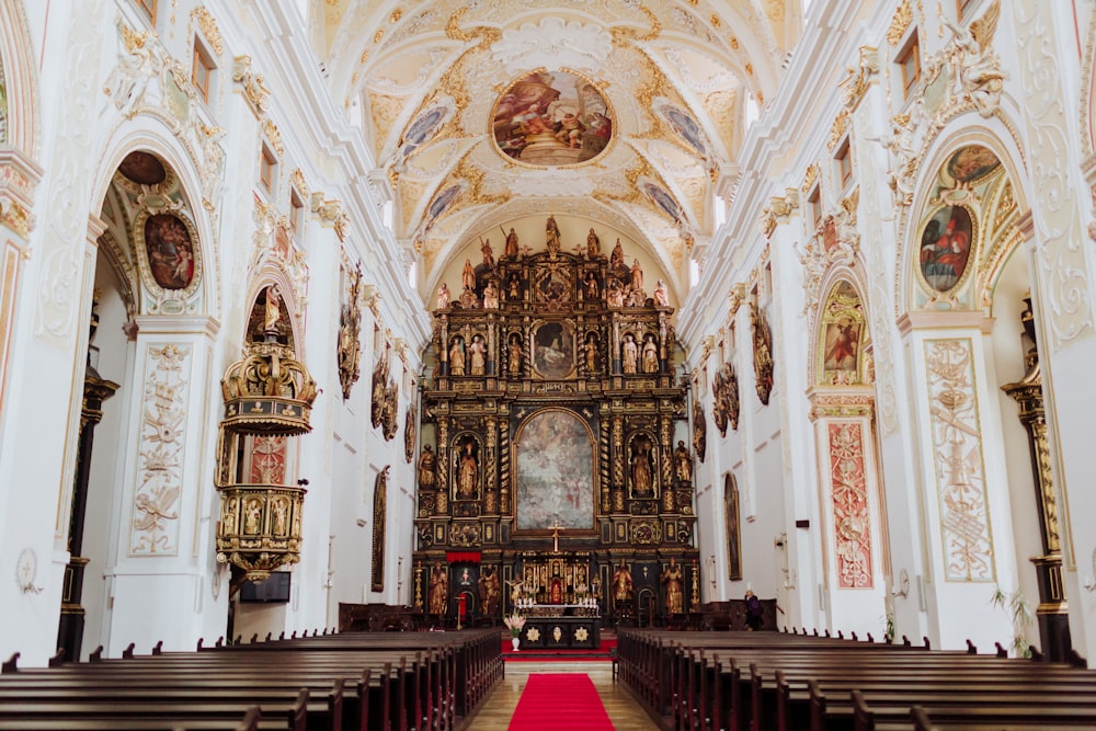 white and brown cathedral interior