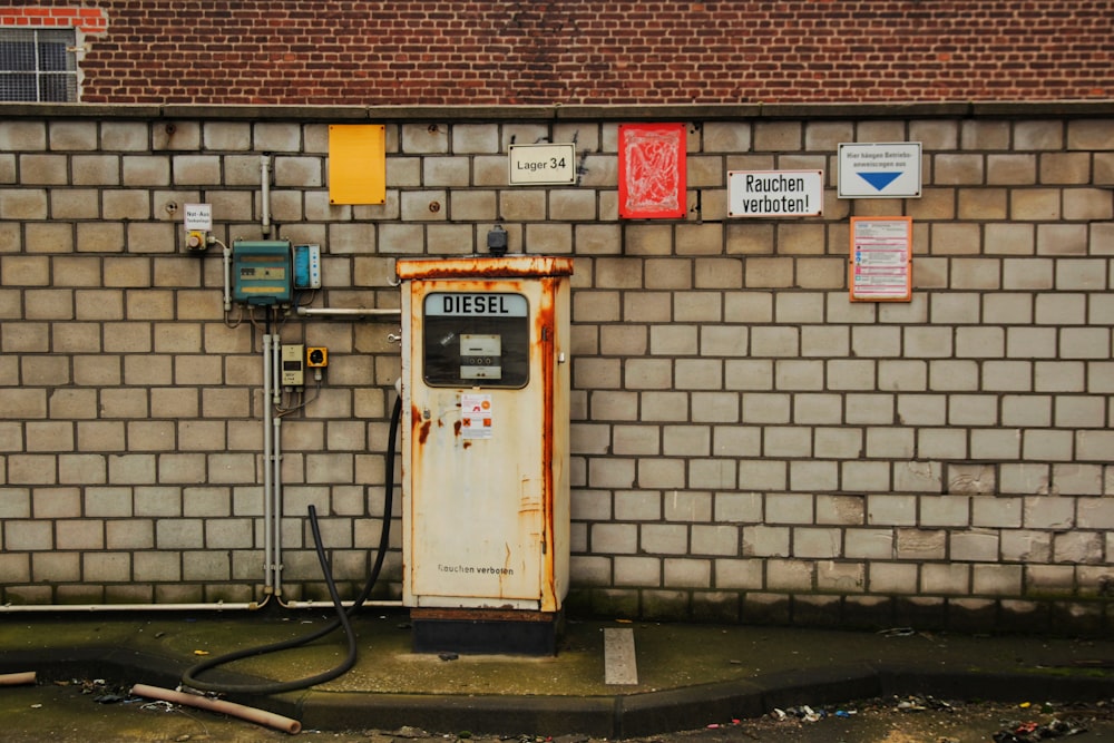 pink and white gas pump