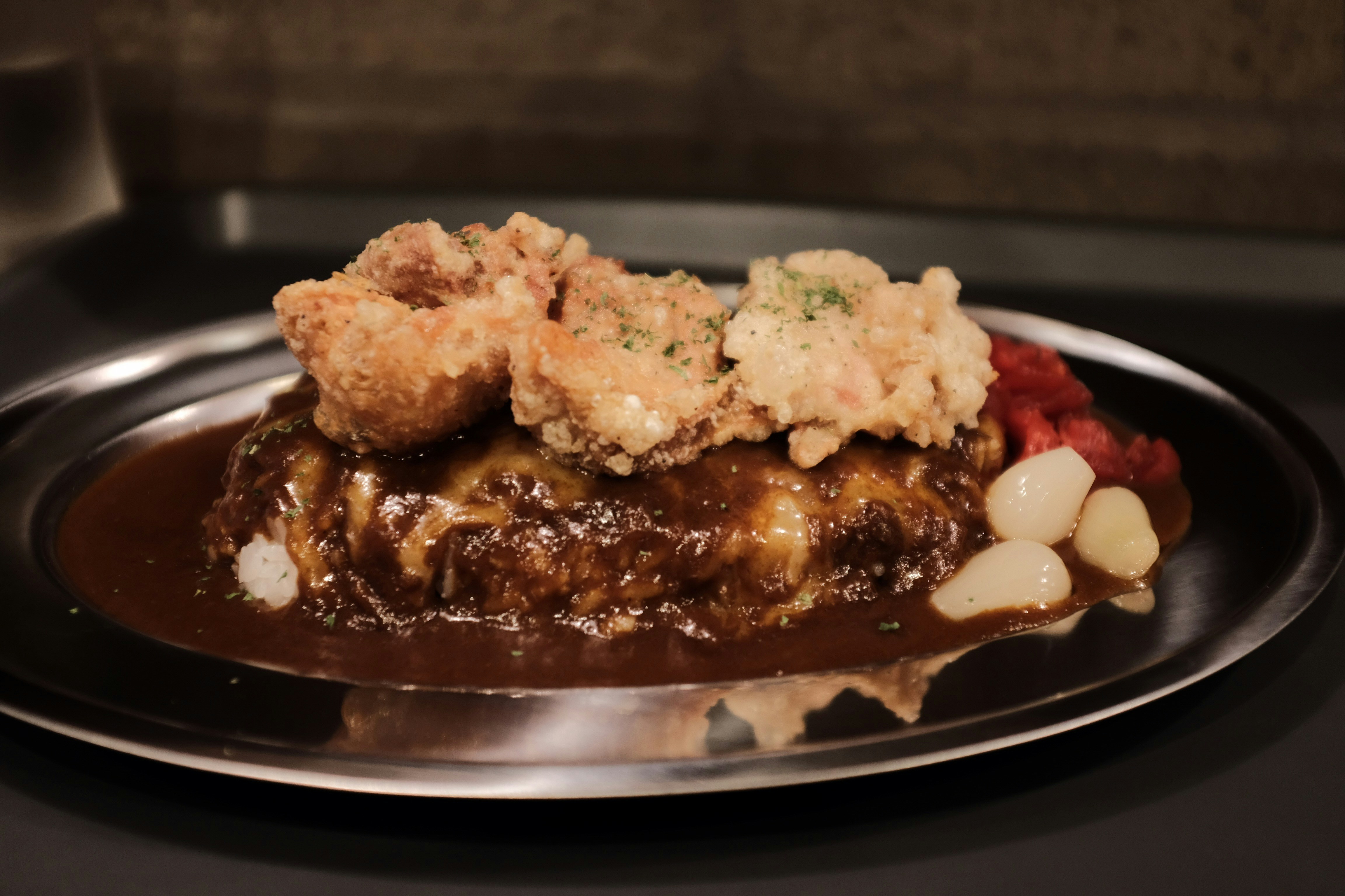 Pap and chicken plate with golden grilled chicken and gravy