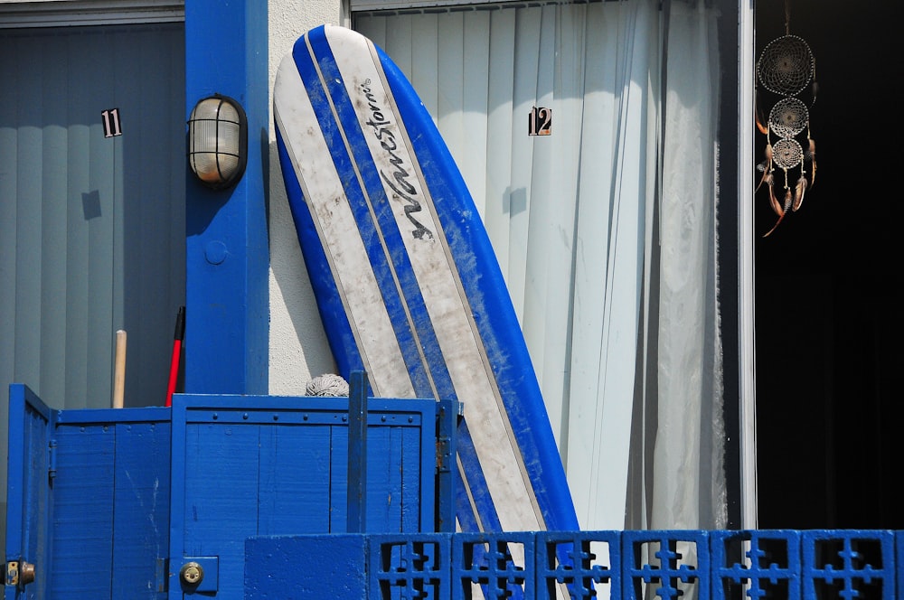 blue and white wooden board