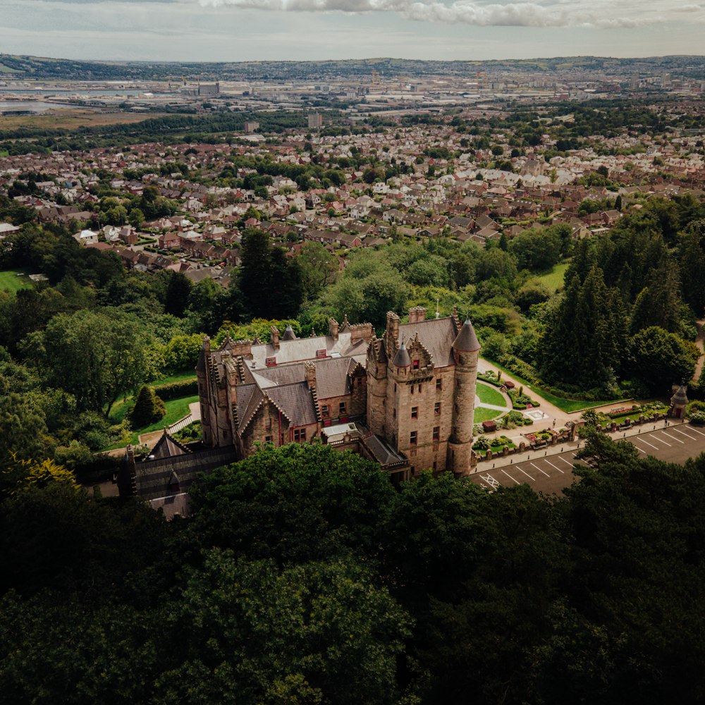 aerial view of brown castle during daytime