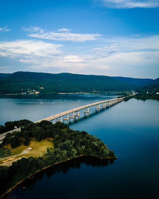 white and black bridge over river under blue sky during daytime in Tennessee River United States