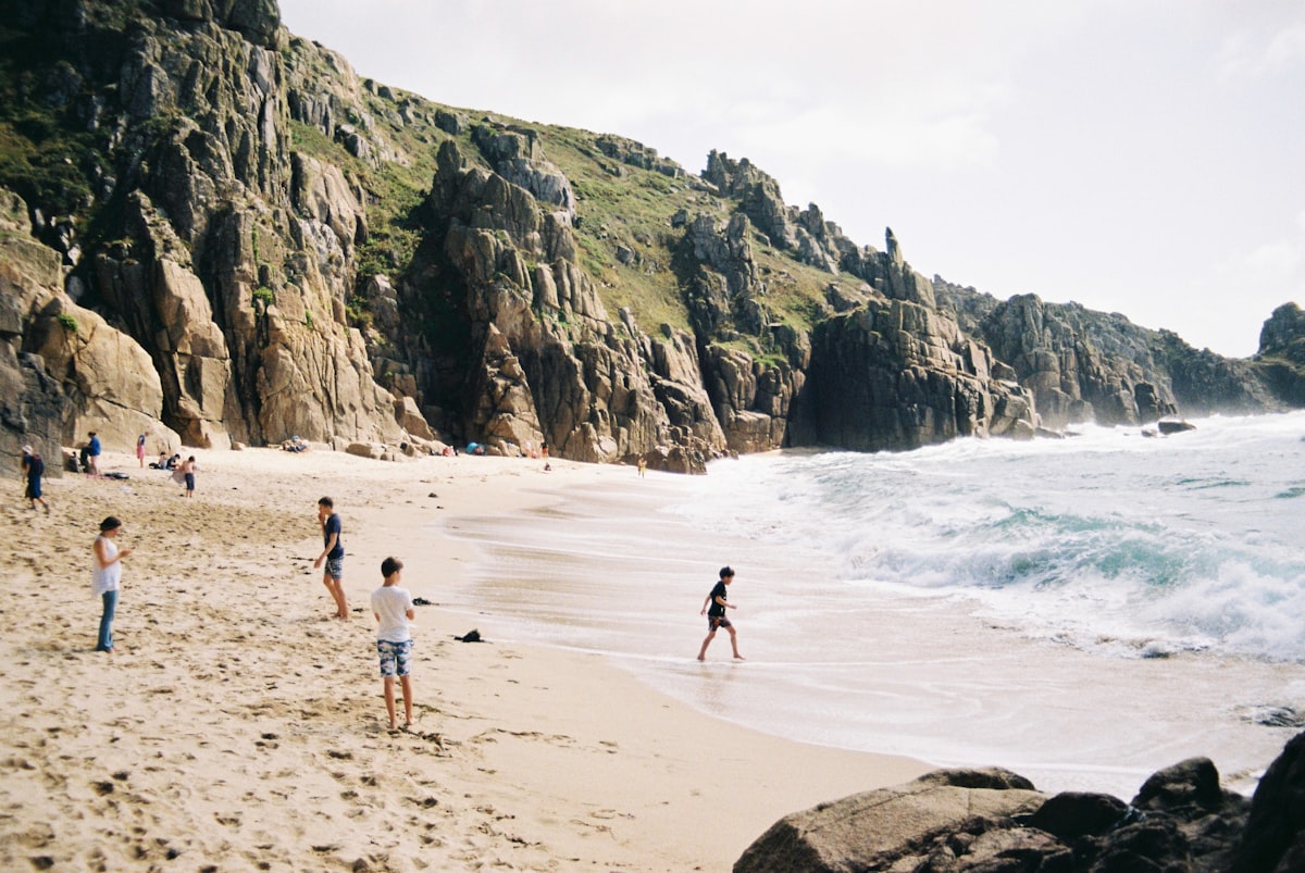 Family at a Cornwall beach in summer