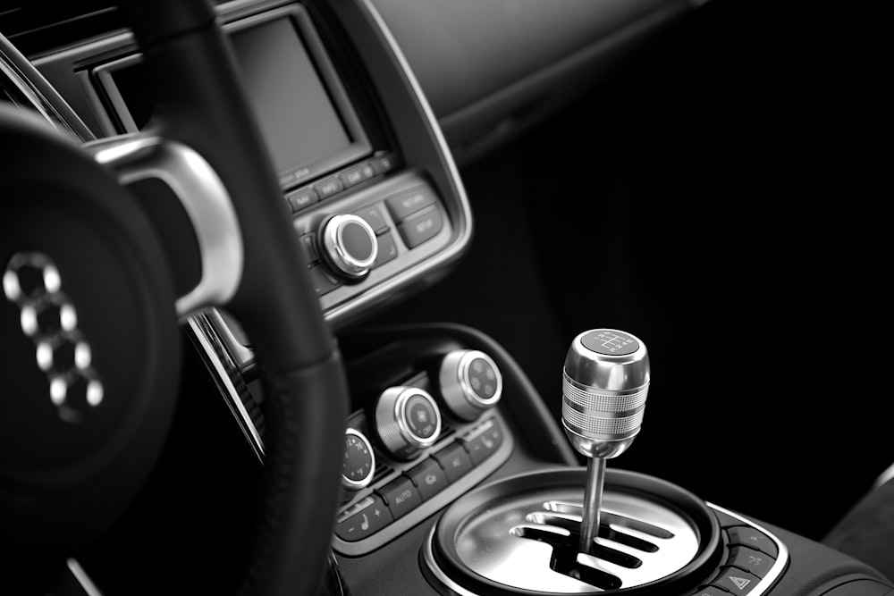 black and silver car steering wheel