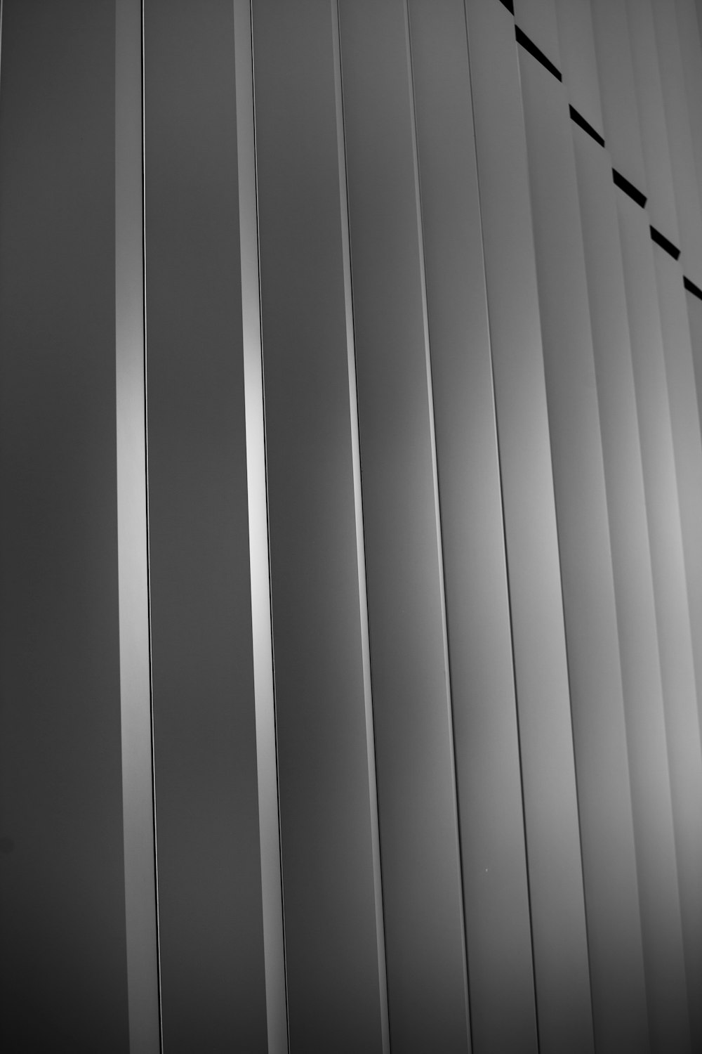 white window blinds in grayscale