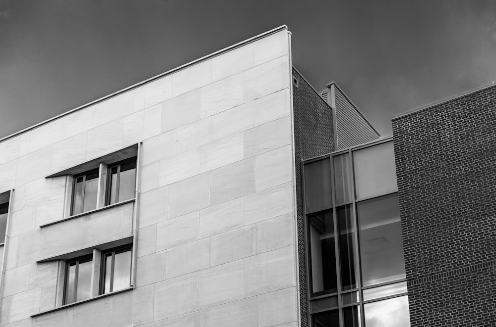 grayscale photo of concrete building