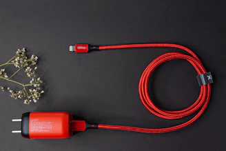red and black usb cable