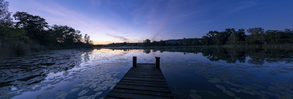 brown wooden dock on lake during daytime