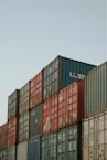 blue red and yellow cargo containers