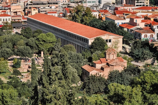 aerial view of city buildings during daytime in Stoa of Attalos Greece