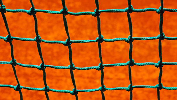 Close-up of the durable material and knots used in a high-grade safety net.