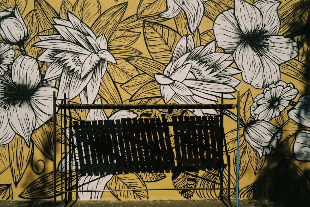 yellow and black floral textile