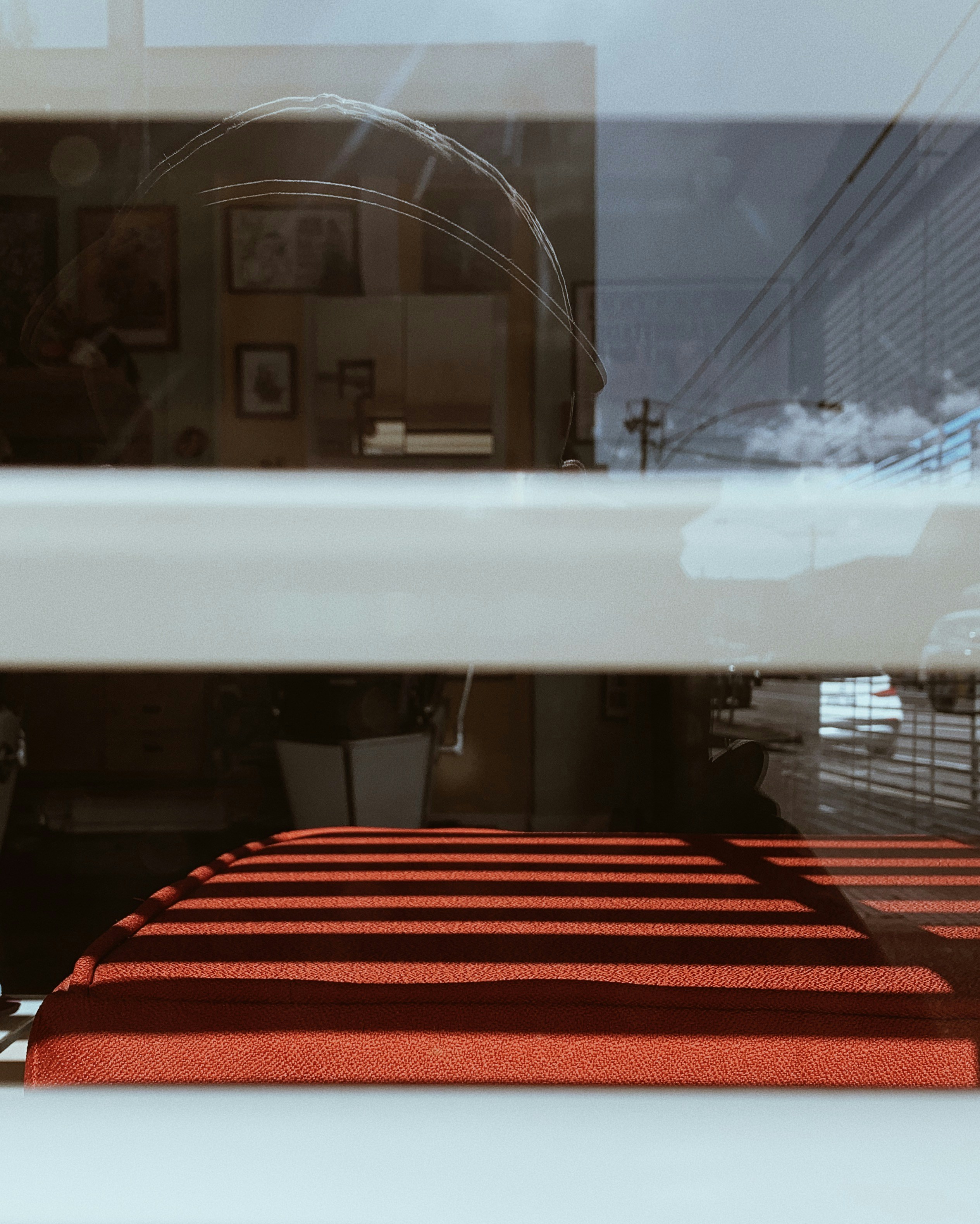 red and black striped textile