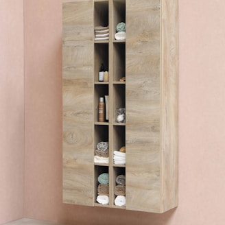 brown wooden shelf with bottles