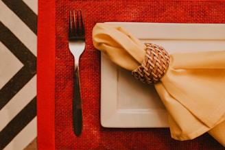 stainless steel fork and bread knife on white ceramic plate