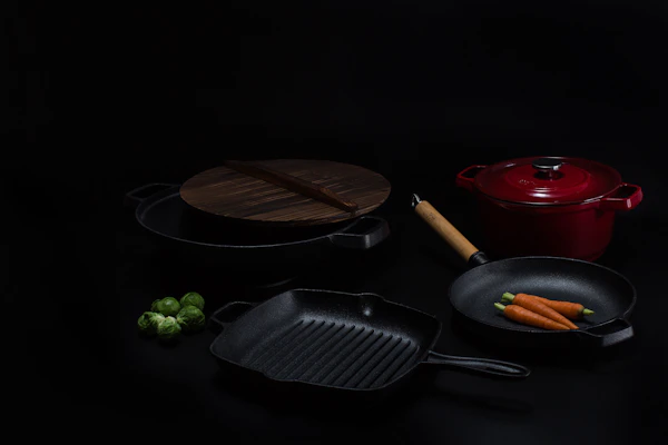 A finished, seasoned cast iron pan