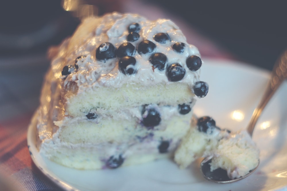 white and brown cake on white ceramic plate