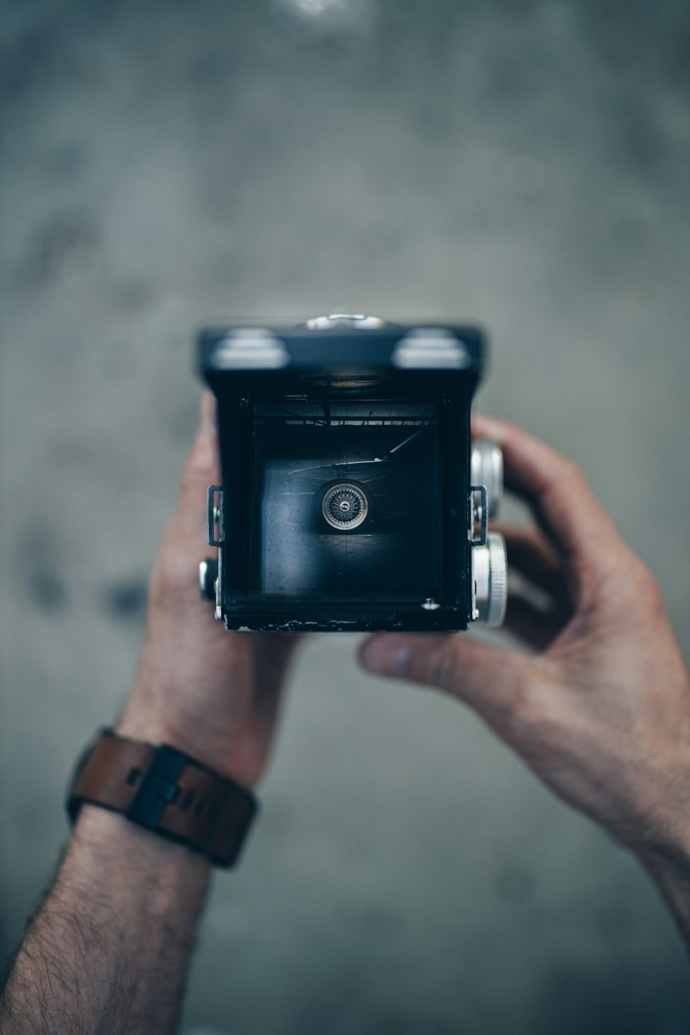 person holding black dslr camera