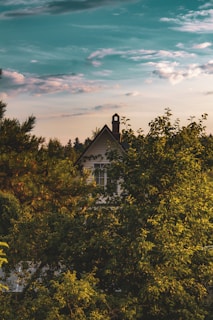 A scenic photo of the Hawkins family home in the USA, bathed in golden afternoon light.