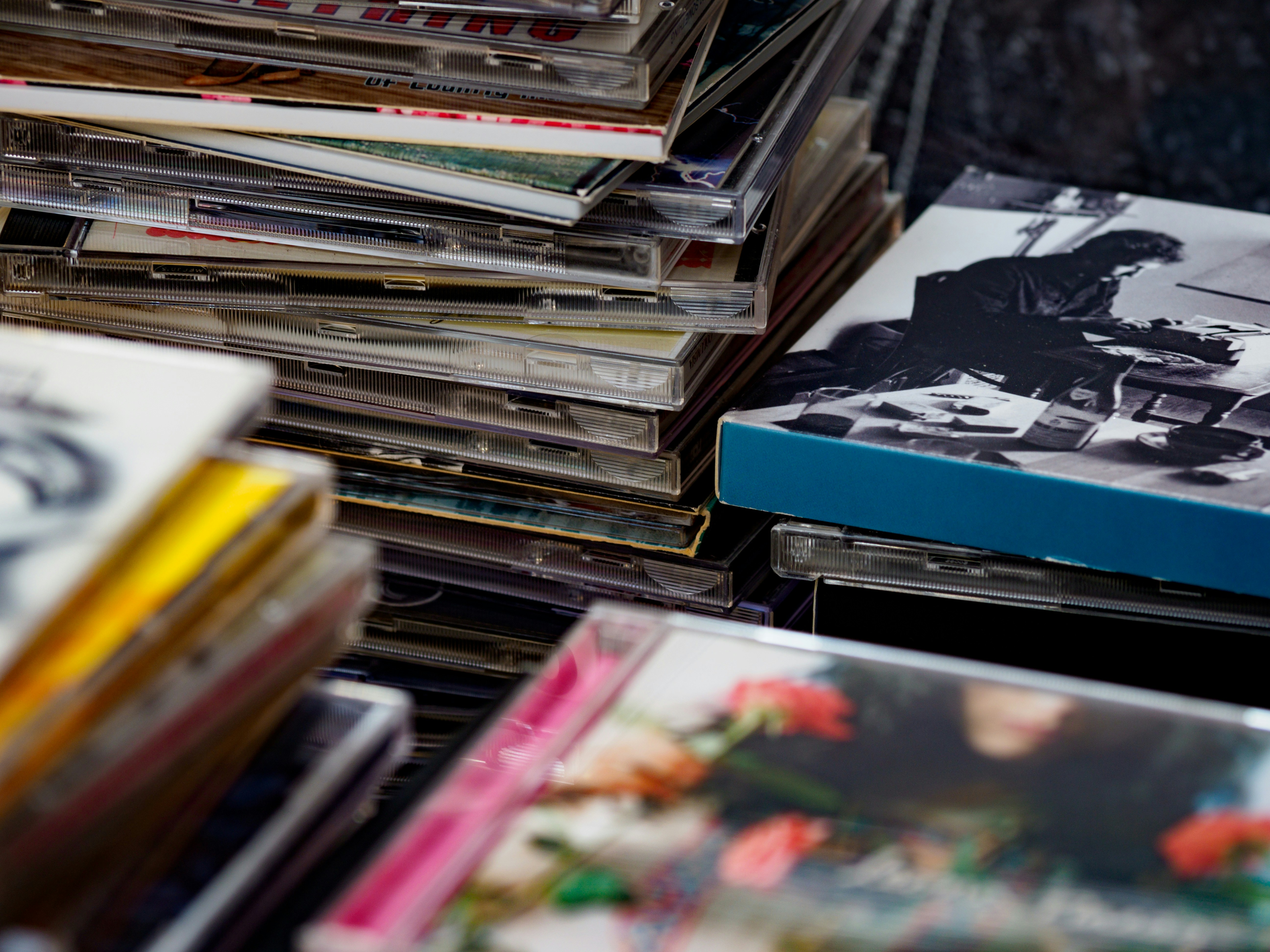 books on black wooden shelf