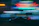 A vibrant neon-lit spaceship racing through a futuristic space cityscape.