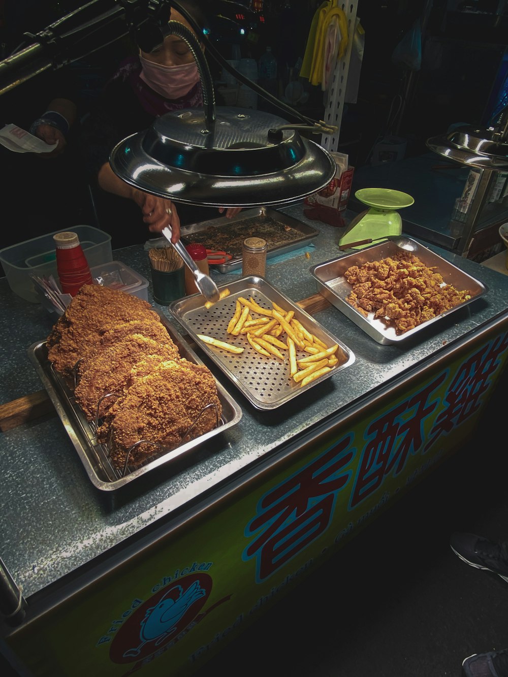 stainless steel tray with food