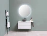 white wooden vanity sink with mirror