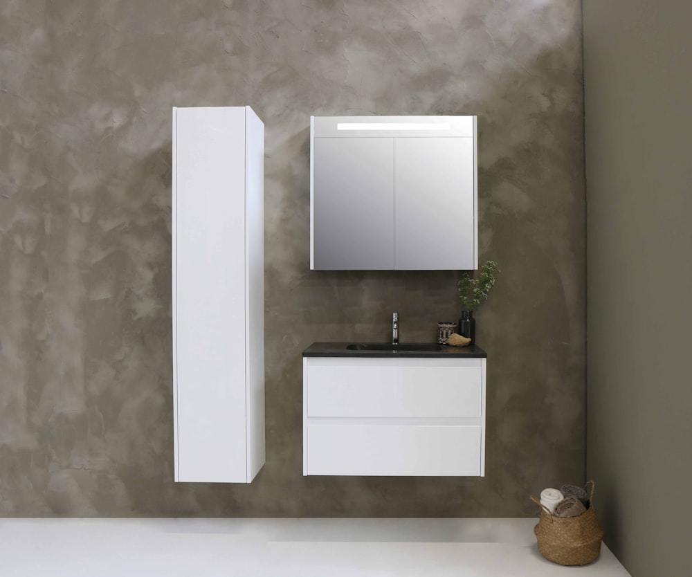 white wall mounted kitchen cabinet