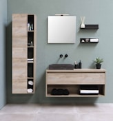 brown wooden wall mounted cabinet