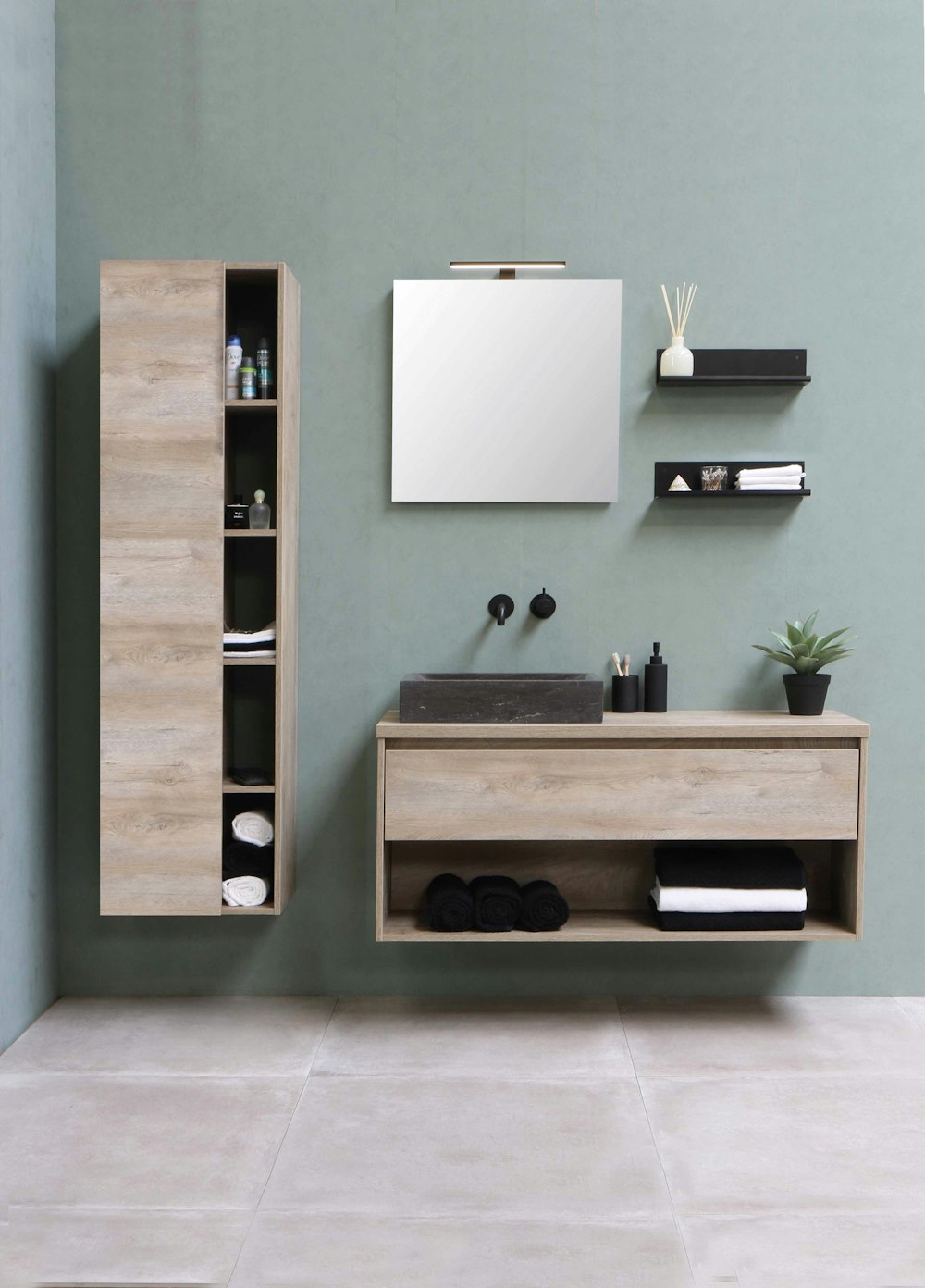 brown wooden wall mounted cabinet