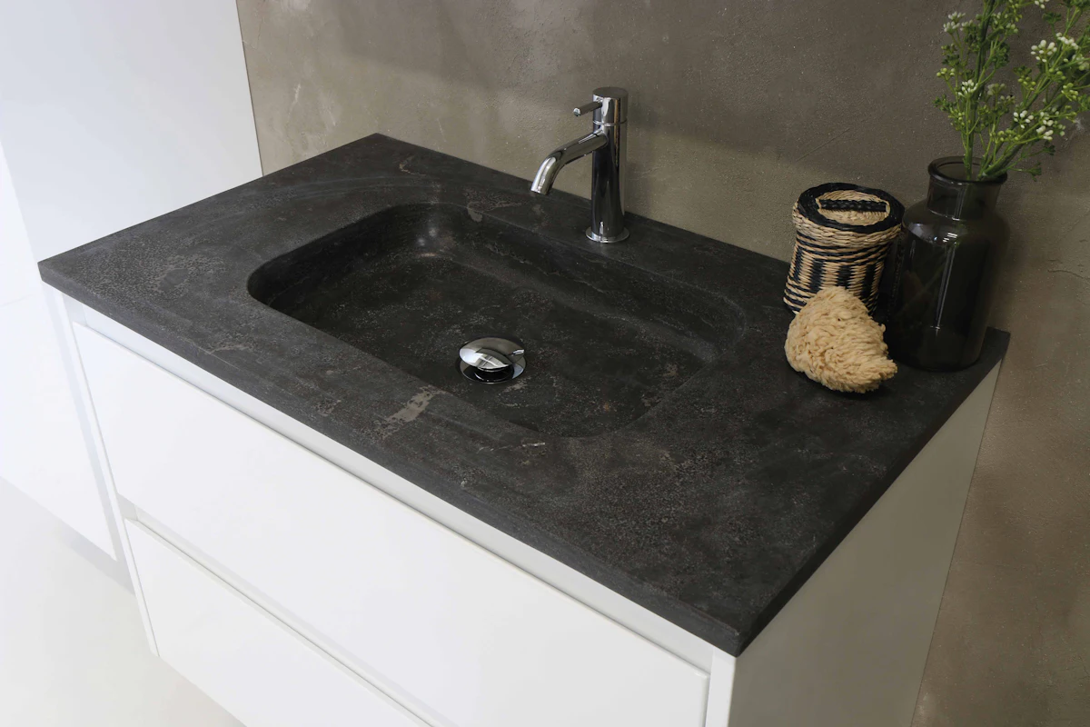Newly installed basin and mixer on a vanity unit
