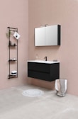 black and white wooden sink cabinet