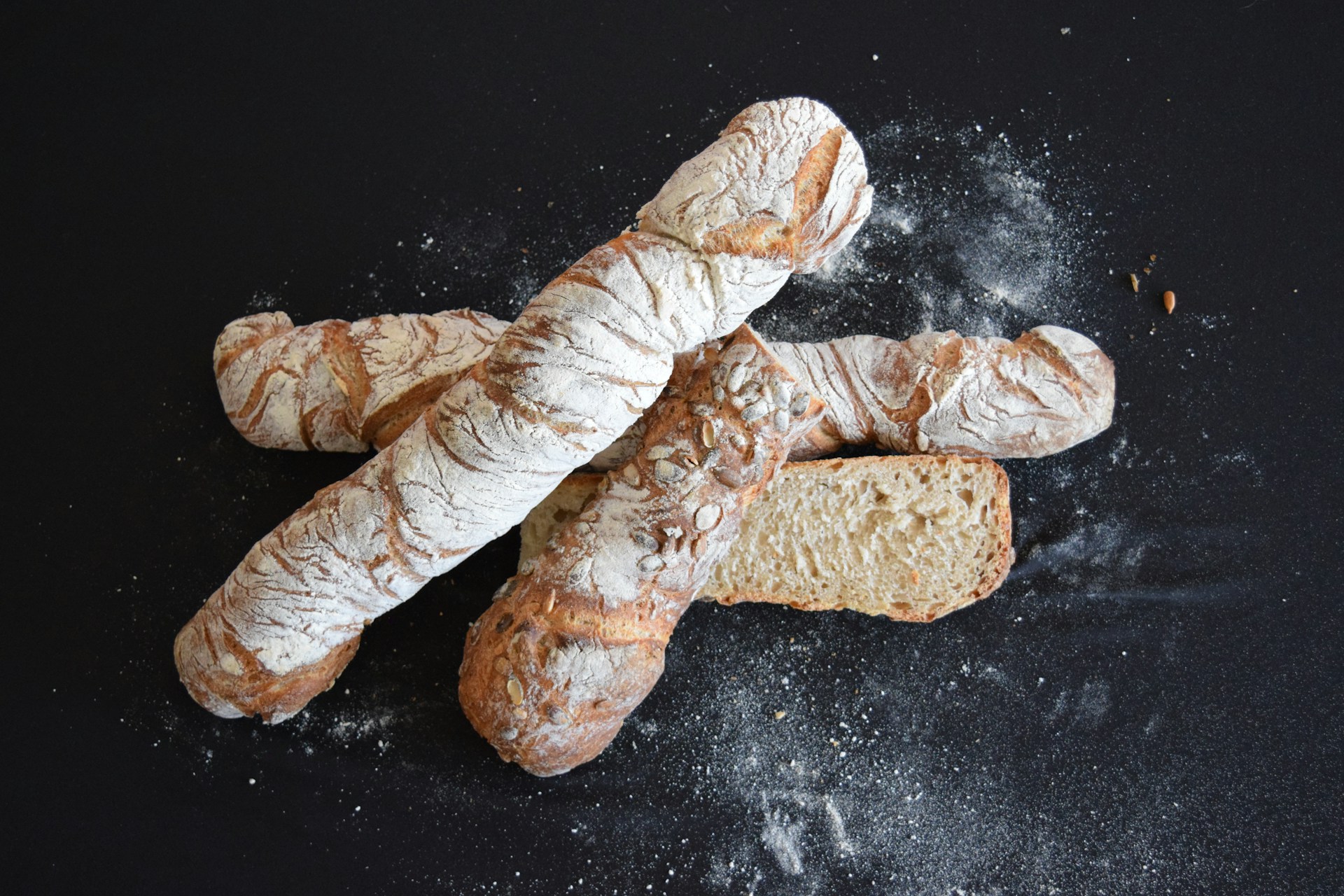 brown bread on black table